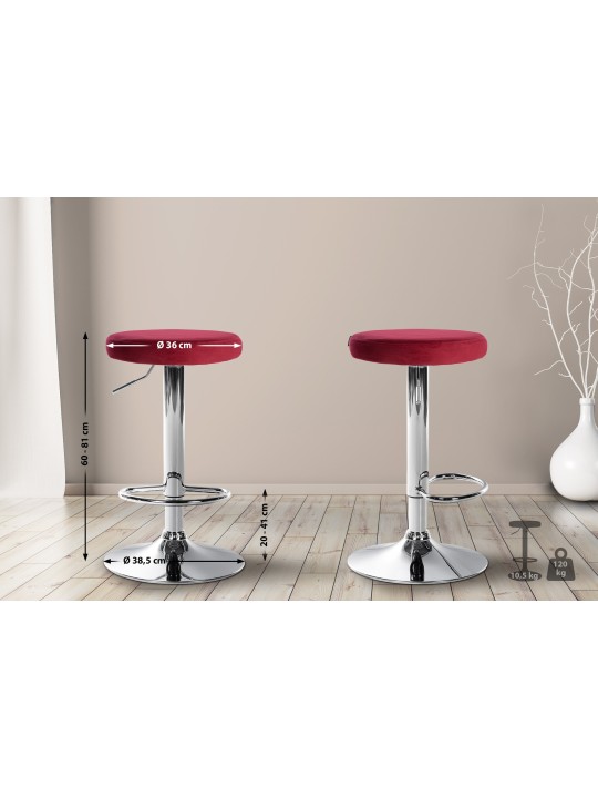 Barkruk Ponte fluweel chroom, rood