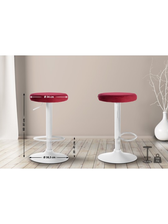 Barkruk Ponte fluweel, rood