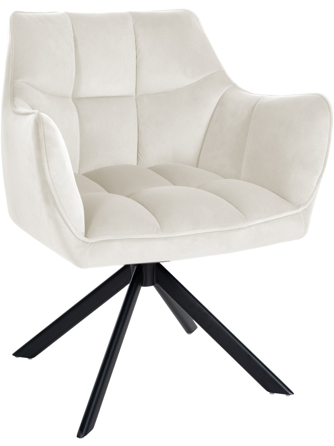 Schommel fluwelen eetkamerstoel, crème