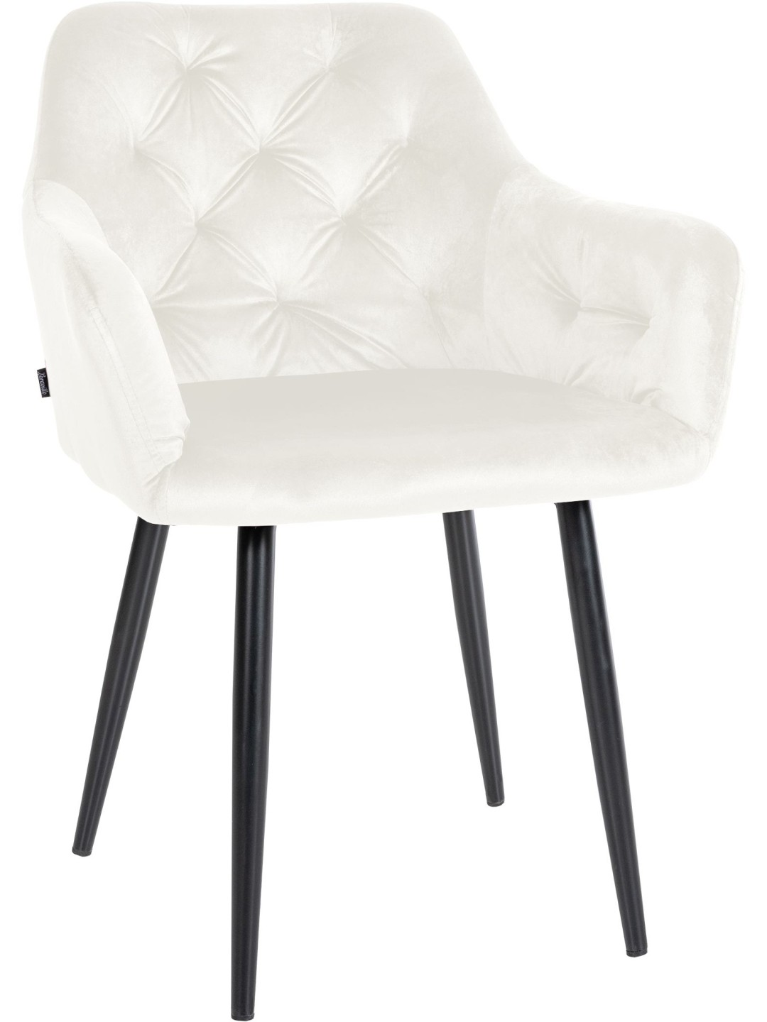 Stanley fluwelen eetkamerstoel, crème