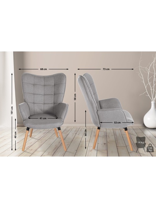 Fauteuil Tuinstof, grijs
