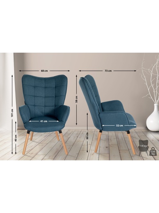 Fauteuil Tuinstof, blauw