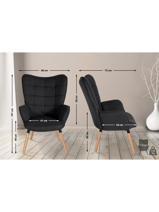 Fauteuil Tuinstof, zwart