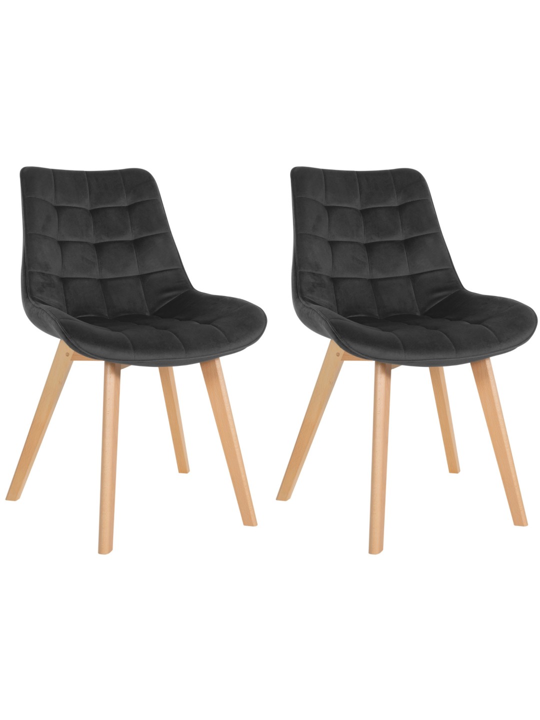 Set van 2 stoelen Brook fluweel, zwart