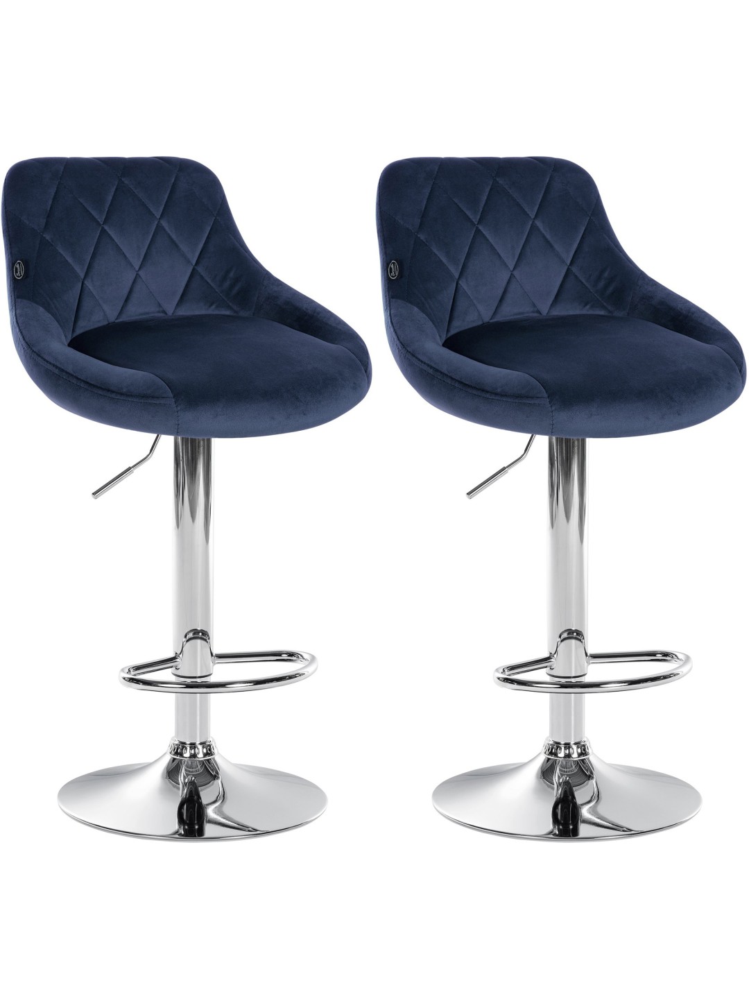 Set van 2 barkrukken Lazio fluweel chroom, blauw