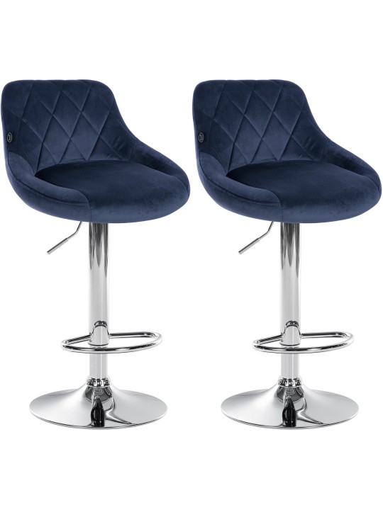 Set van 2 barkrukken Lazio fluweel chroom, blauw