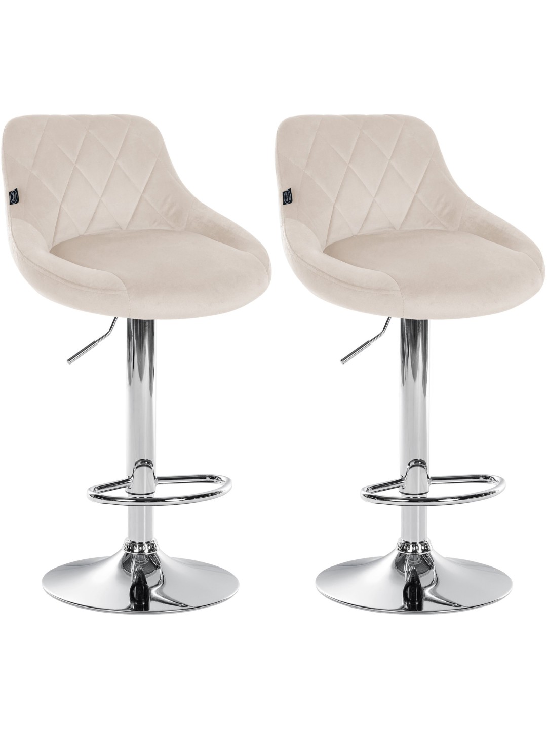 Set van 2 barkrukken Lazio fluweel chroom, crème