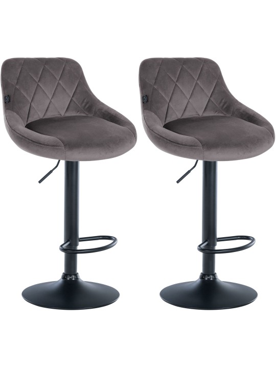 Set van 2 barkrukken Lazio fluweel, grijs