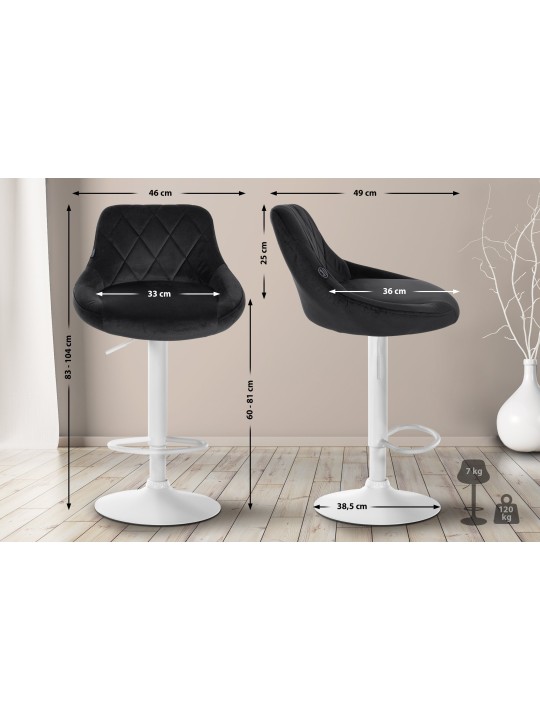 Set van 2 barkrukken Lazio fluweel, zwart Set van 2 barkrukken Lazio fluweel, zwart