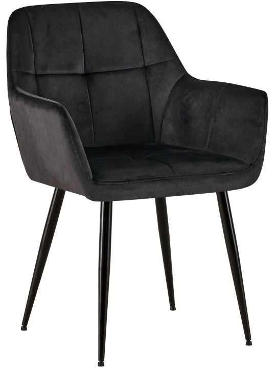 Bezoekersstoel Emia fluweel, zwart