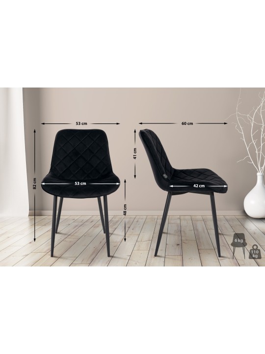 Set van 4 stoelen Springs Velvet, zwart