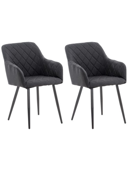 Set van 2 eetkamerstoelen Shila stof, zwart
