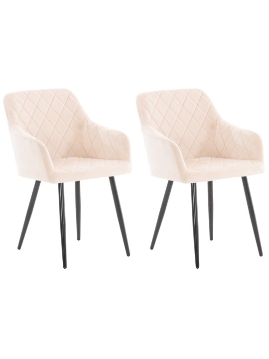 Set van 2 eetkamerstoelen Shila fluweel, beige