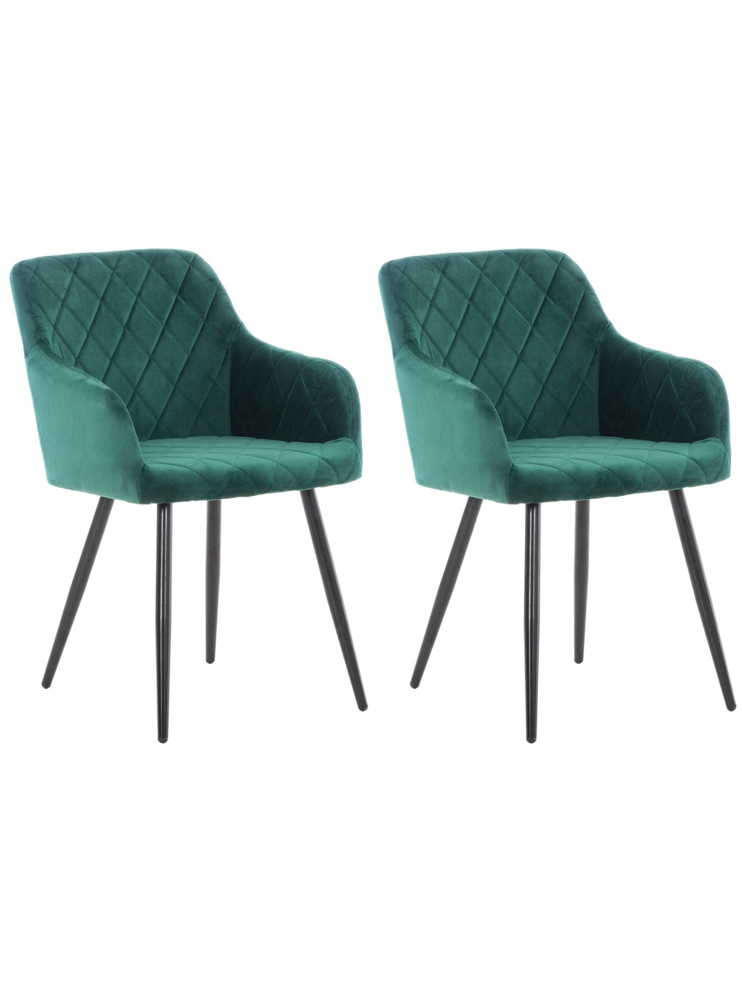 Set van 2 eetkamerstoelen Shila fluweel, groen