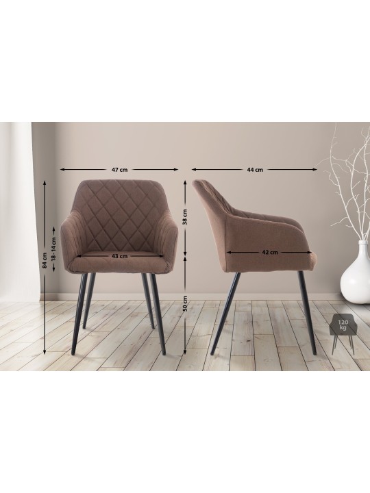 Set van 2 eetkamerstoelen Shila stof, bruin