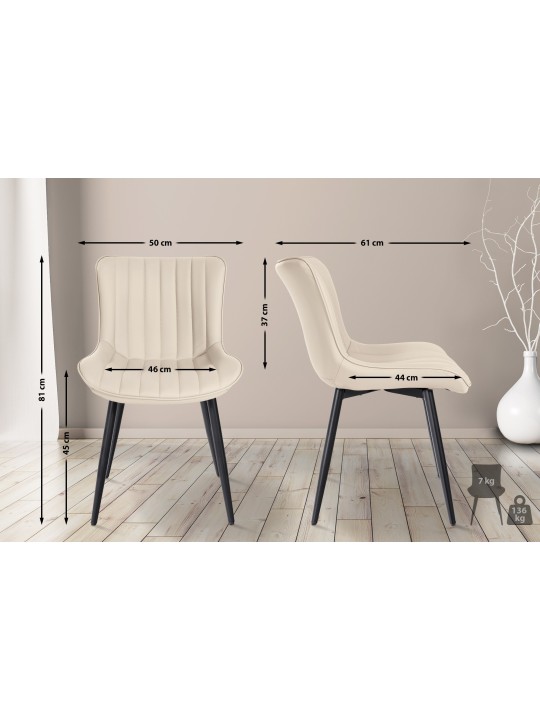 Set van 2 stoelen Largo kunstleer, crème