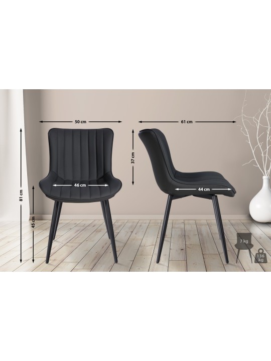 Set van 2 stoelen Largo kunstleer, zwart