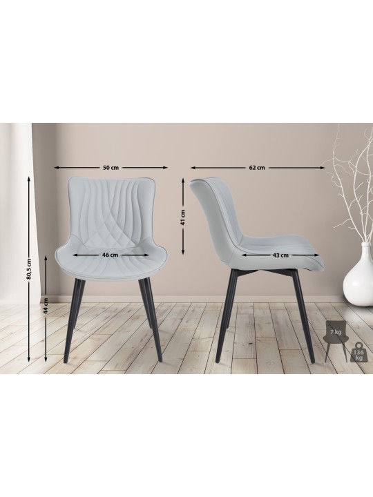 Set van 2 stoelen Brady kunstleer, grijs