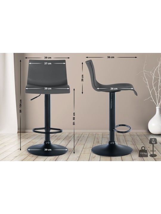 Barkruk Branford kunststof, grijs