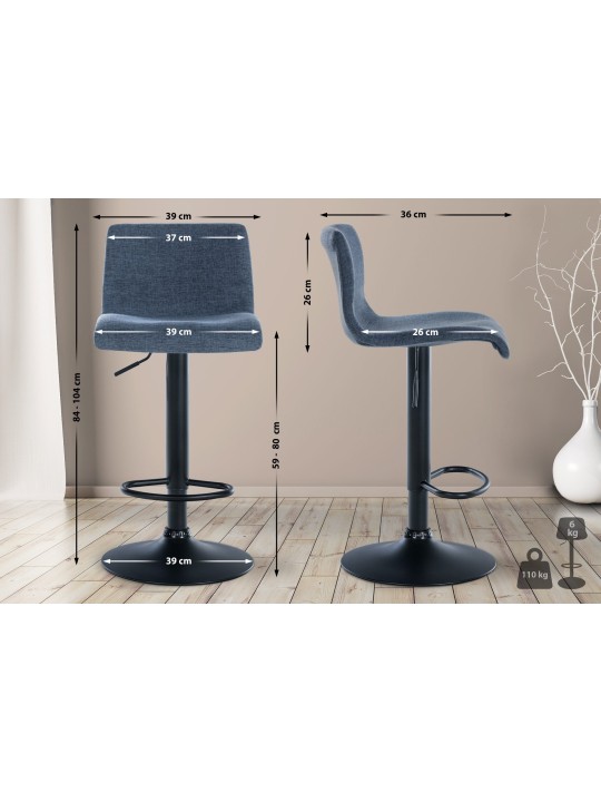 Barkruk Branford stof, blauw