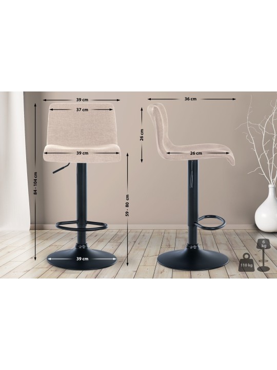 Barkruk Branford stof, crème