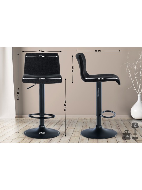 Barkruk Branford stof, zwart Barkruk Branford stof, zwart