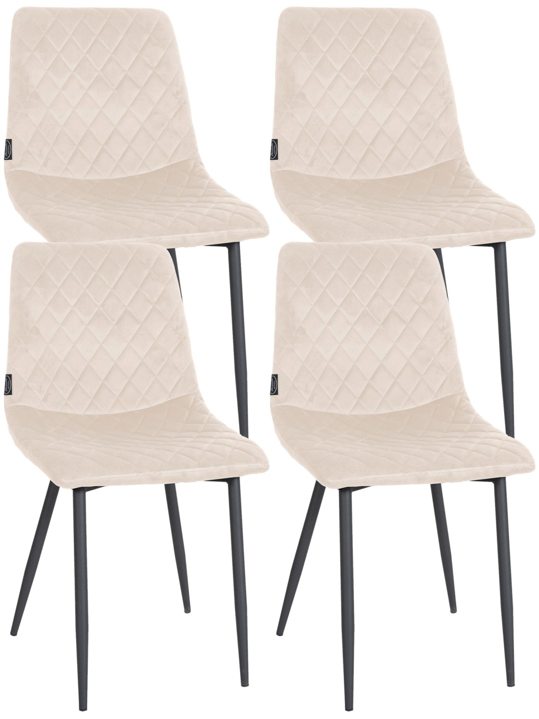 Set van 4 stoelen Telde fluweel, crème