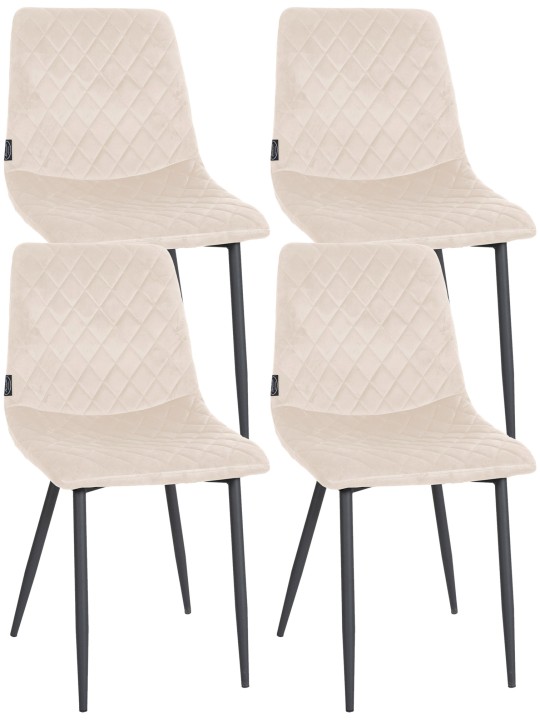 Set van 4 stoelen Telde fluweel, crème