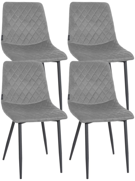 Set van 4 stoelen Telde fluweel, grijs Set van 4 stoelen Telde fluweel, grijs