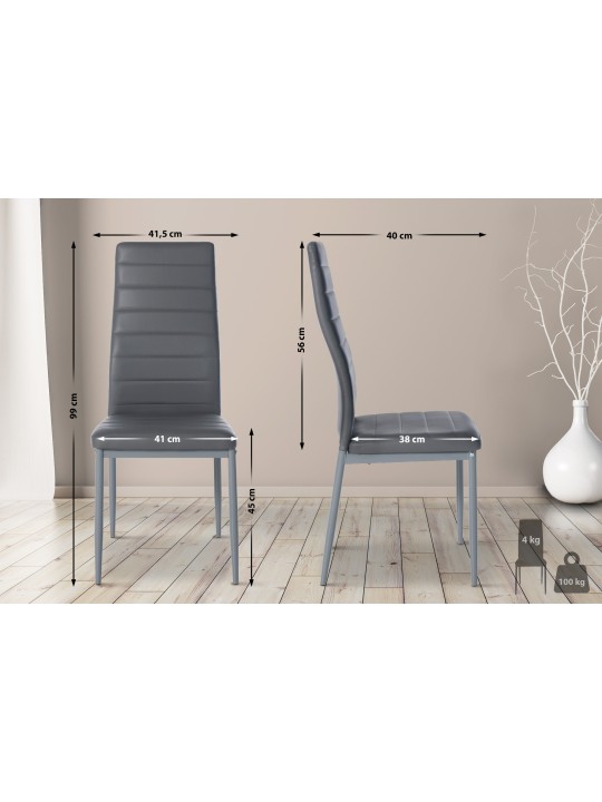 Eetkamerstoel Mayfair kunstleer, grijs Eetkamerstoel Mayfair kunstleer, grijs