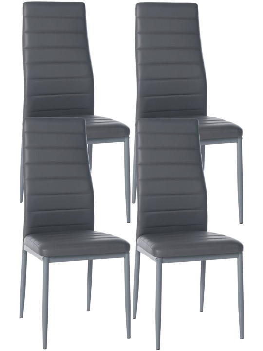 Set van 4 eetkamerstoelen Mayfair kunstleer, grijs
