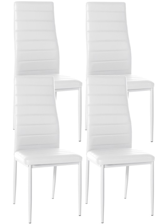 Set van 4 eetkamerstoelen Mayfair kunstleer, wit