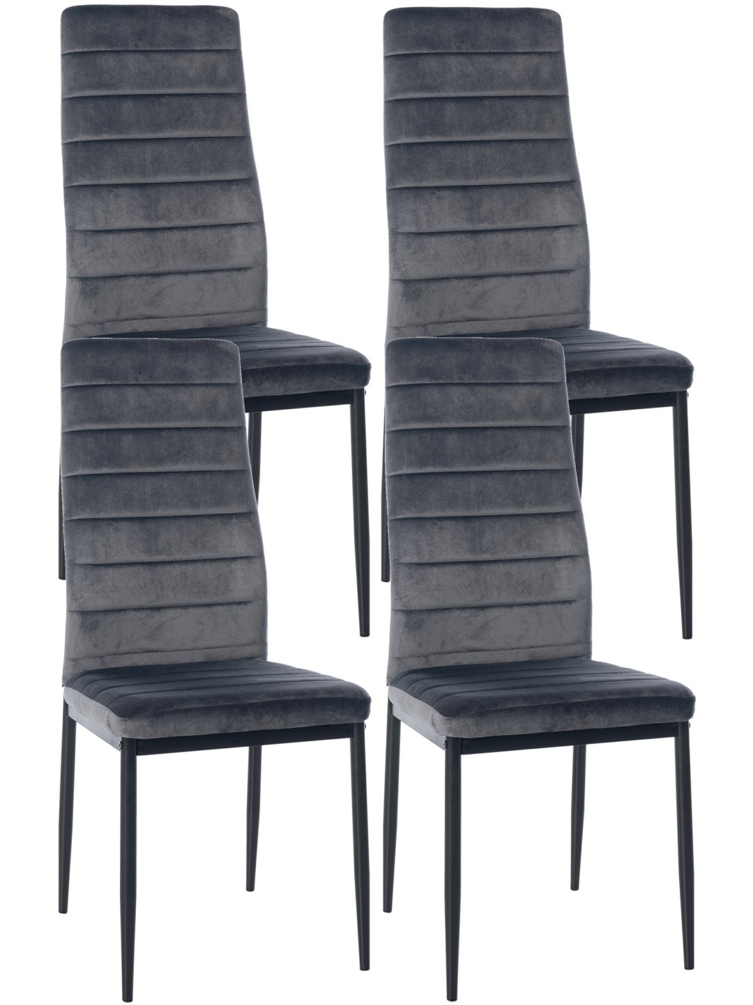 Set van 4 eetkamerstoelen Mayfair fluweel, grijs