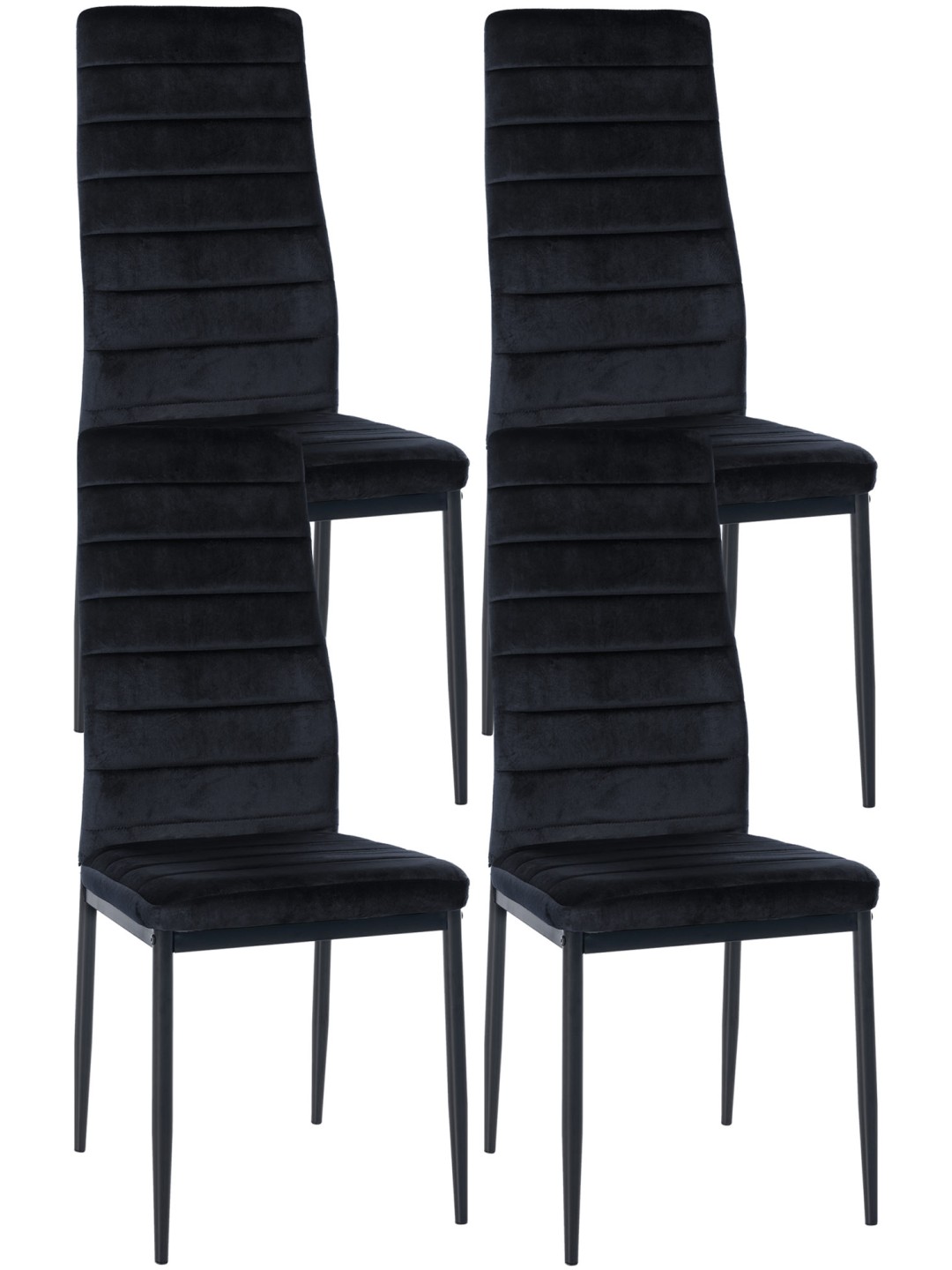 Set van 4 eetkamerstoelen Mayfair fluweel, zwart