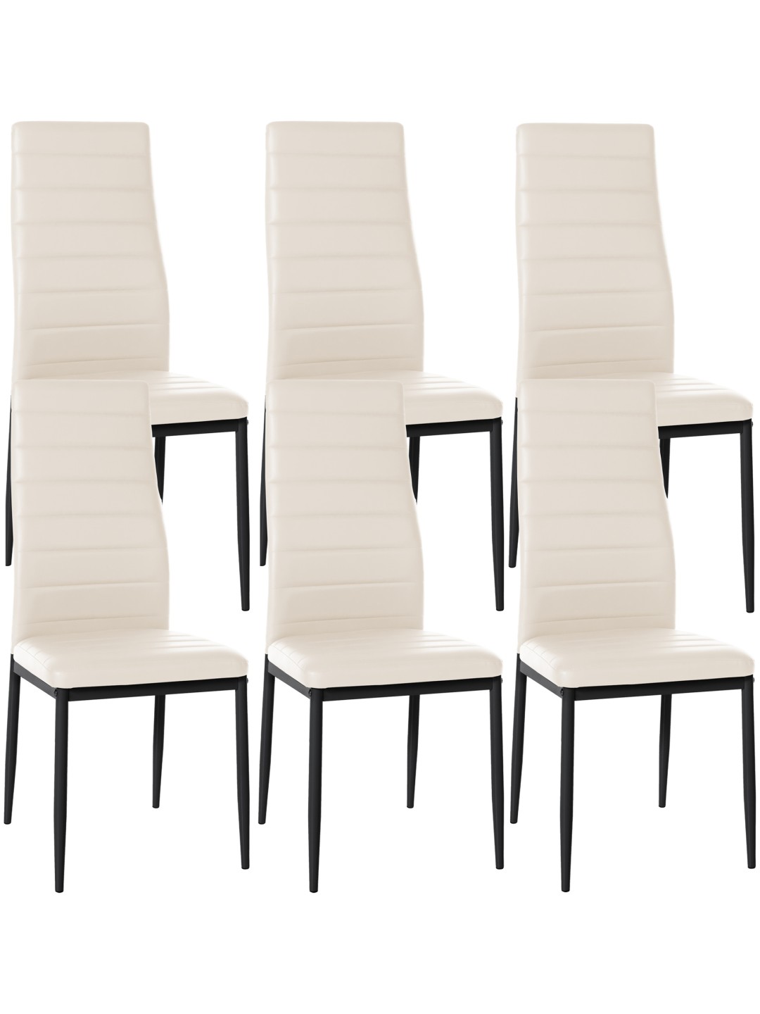 Set van 6 eetkamerstoelen Mayfair kunstleer, crème