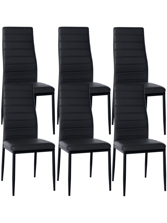 Set van 6 eetkamerstoelen Mayfair kunstleer, zwart