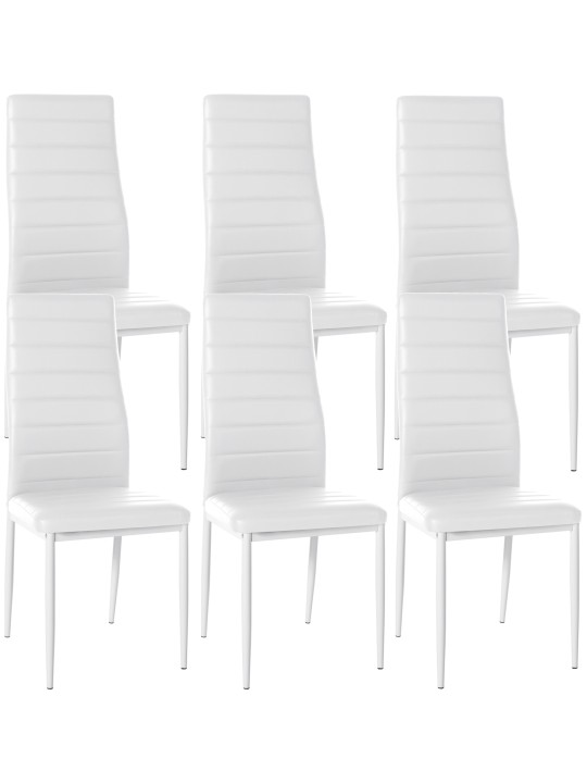 Set van 6 eetkamerstoelen Mayfair kunstleer, wit