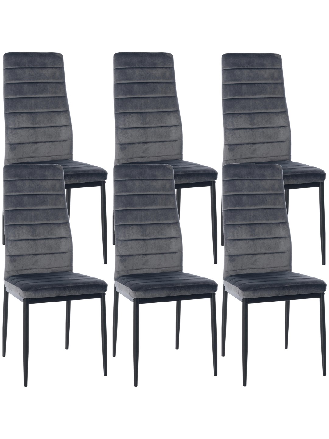 Set van 6 eetkamerstoelen Mayfair fluweel, grijs