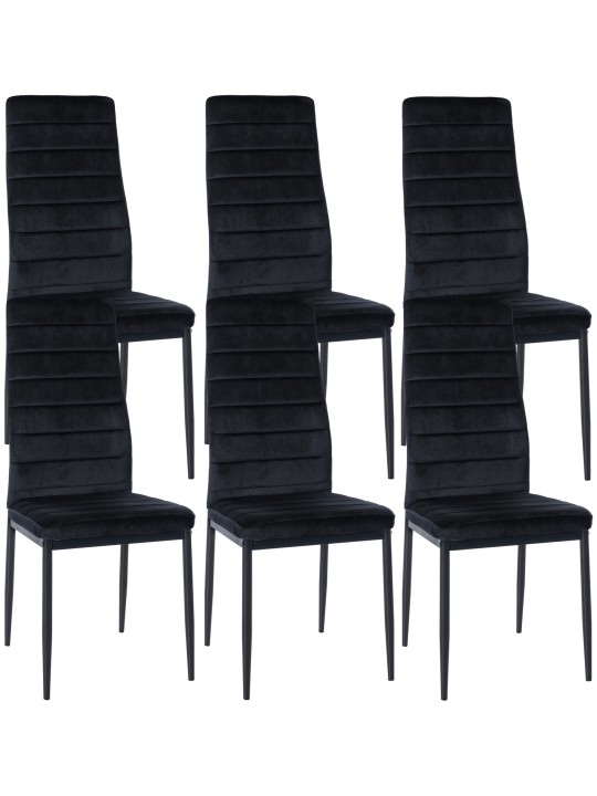 Set van 6 eetkamerstoelen Mayfair fluweel, zwart