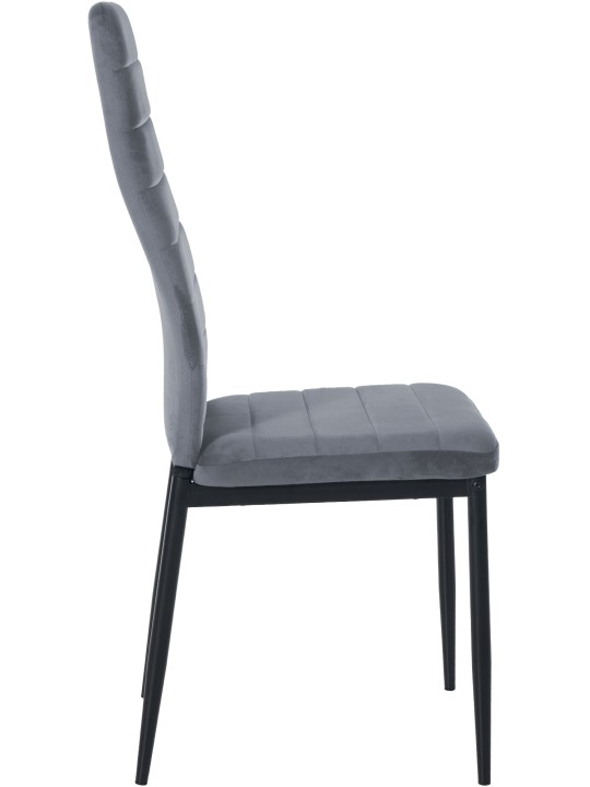 Set van 4 eetkamerstoelen Mayfair fluweel, lichtgrijs