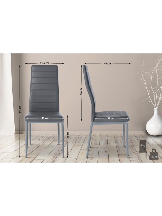 Set van 6 eetkamerstoelen Mayfair kunstleer, grijs Set van 6 eetkamerstoelen Mayfair kunstleer, grijs