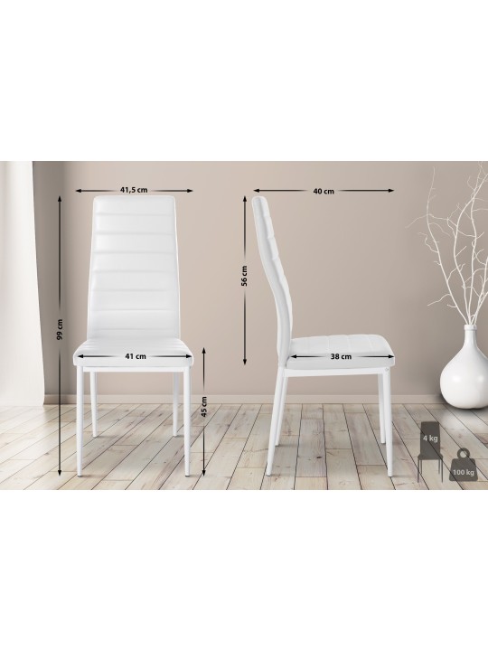Set van 6 eetkamerstoelen Mayfair kunstleer, wit