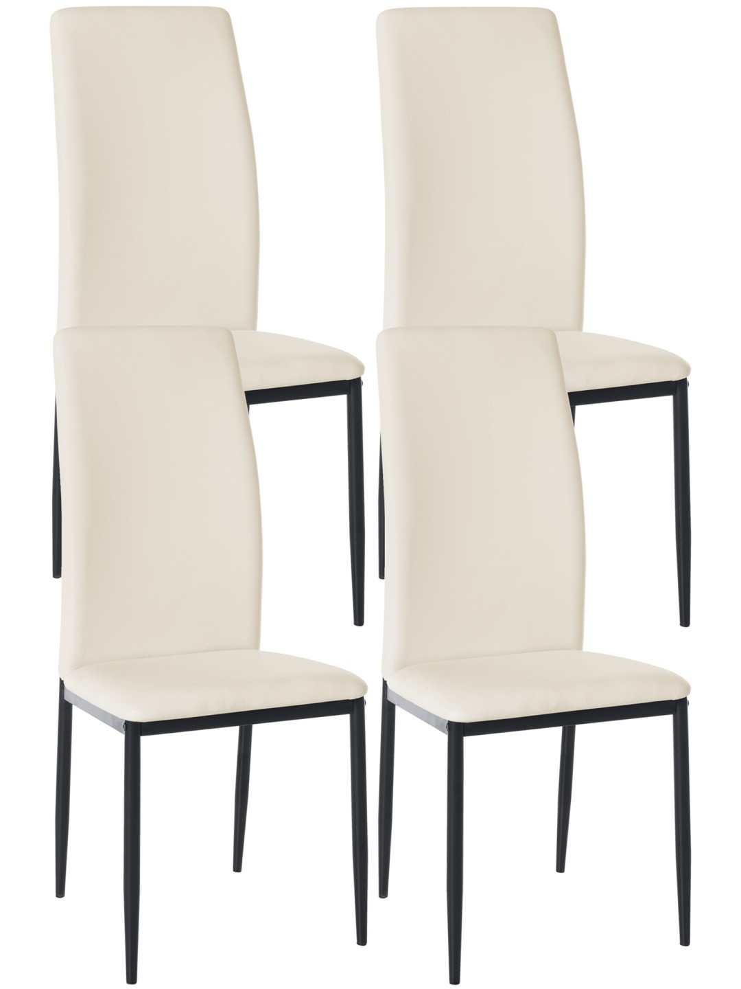 Set van 4 eetkamerstoelen Savino kunstleer, crème