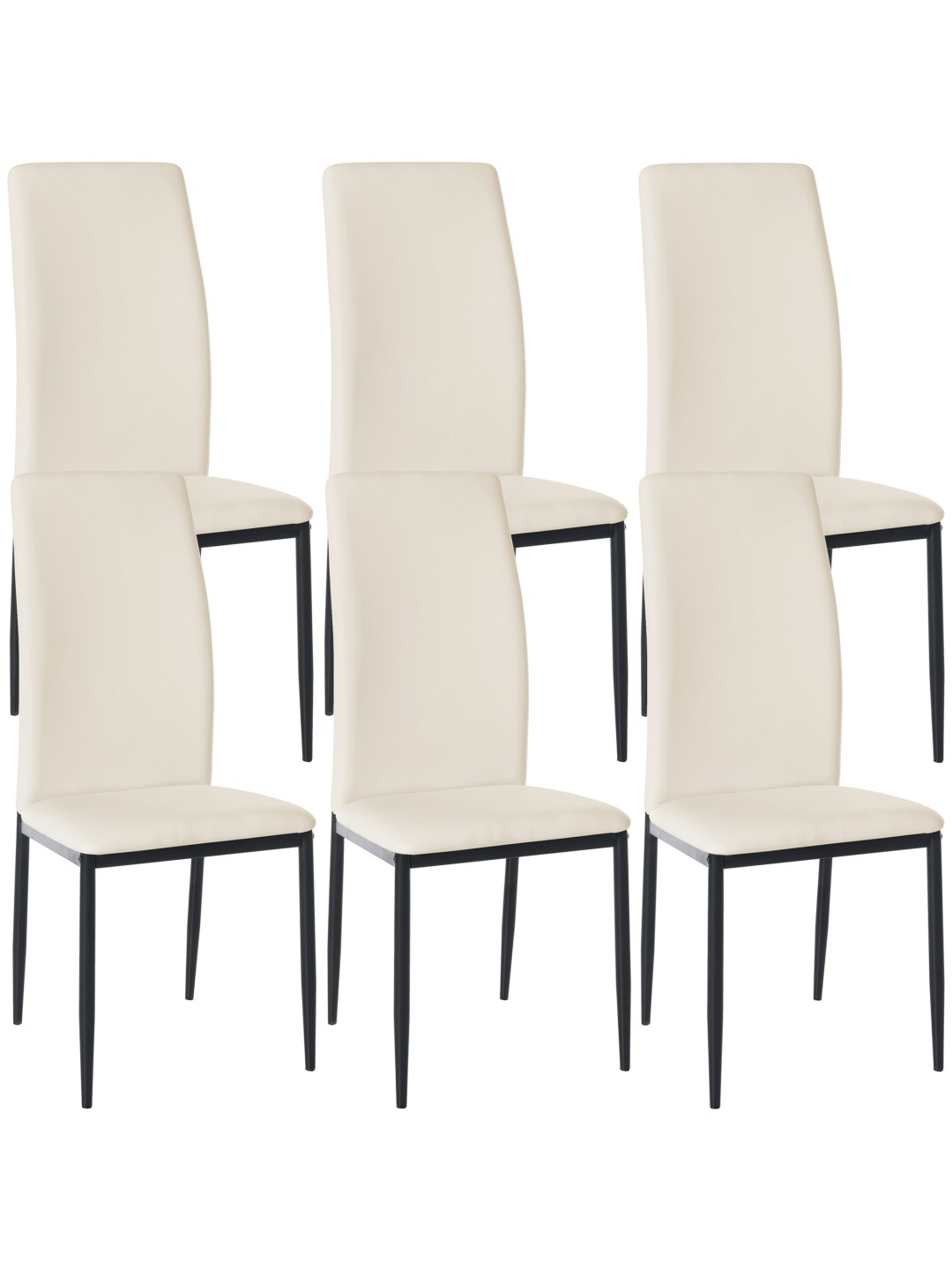 Set van 6 eetkamerstoelen Savino kunstleer, crème