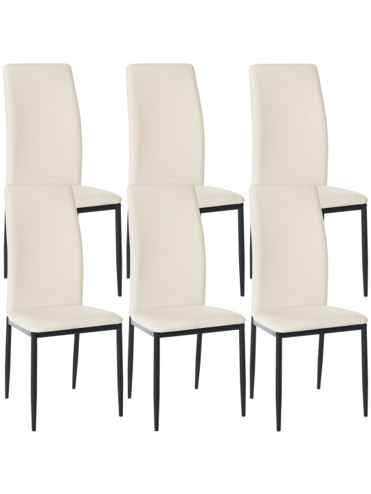 Set van 6 eetkamerstoelen Savino kunstleer, crème