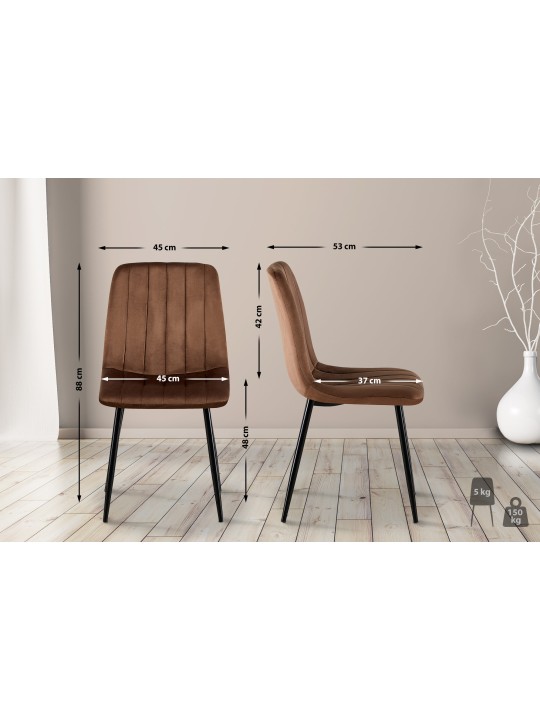 Stoel Dijon fluweel, bruin Stoel Dijon fluweel, bruin