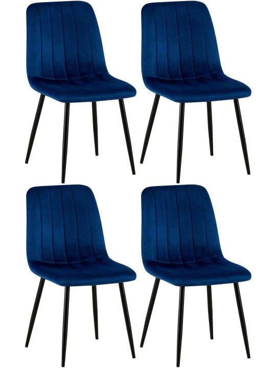 Set van 4 stoelen Dijon fluweel, blauw Set van 4 stoelen Dijon fluweel, blauw