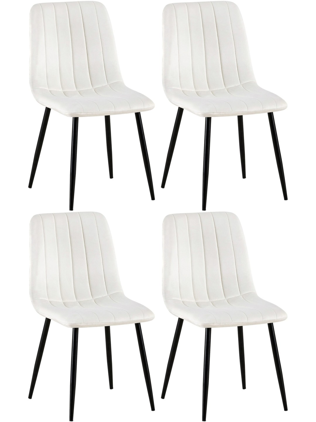 Set van 4 stoelen Dijon fluweel, crèmewit