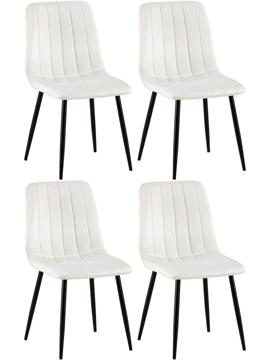Set van 4 stoelen Dijon fluweel, crèmewit Set van 4 stoelen Dijon fluweel, crèmewit