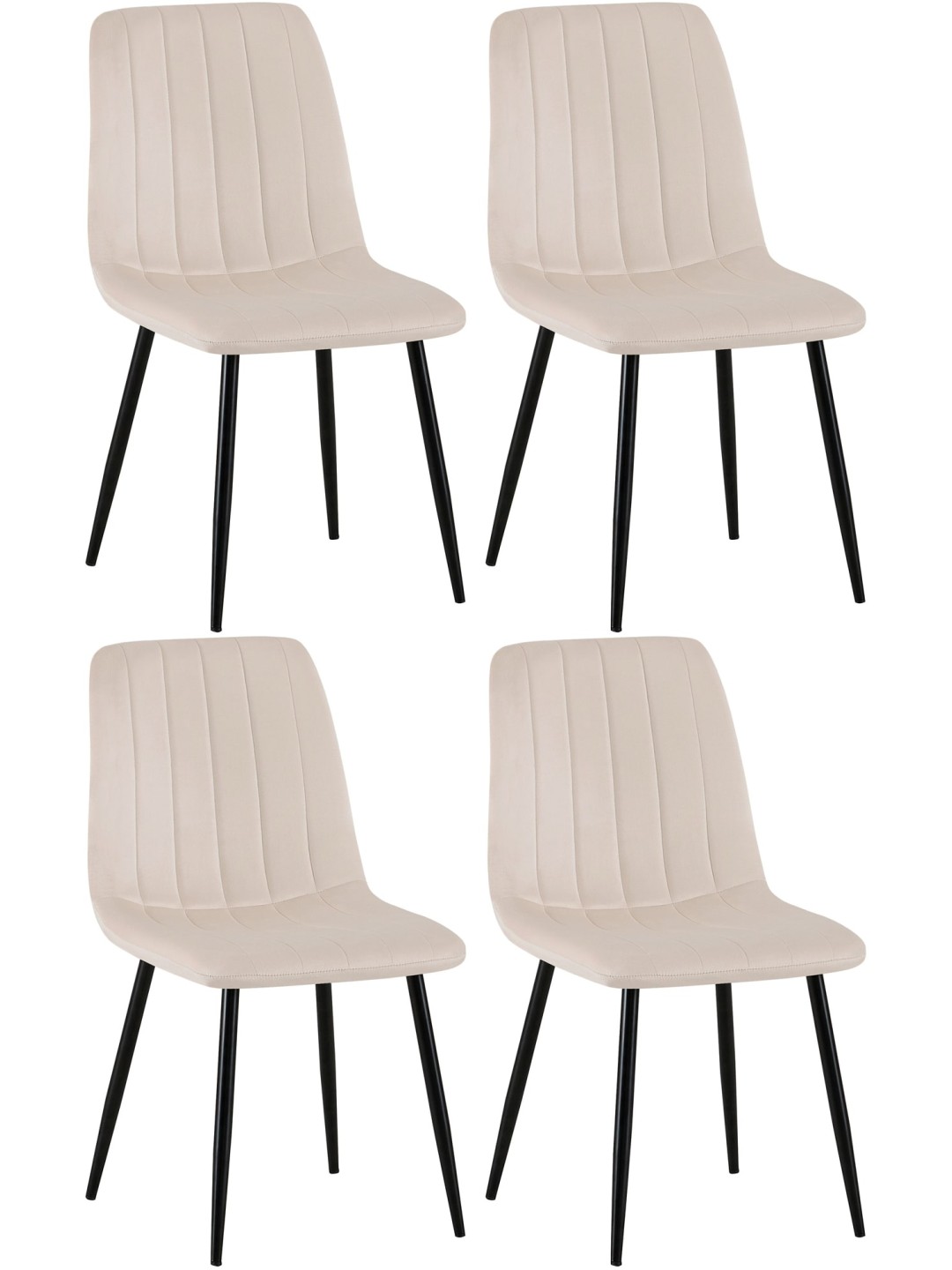 Set van 4 stoelen Dijon fluweel, crème